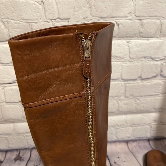 Coach British Tan Tall Boots with gold logo Sz 6B - Picture 5 of 8